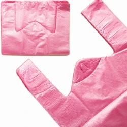 Torby foliowe HDPE z uchem 30x55 cm 14µ różowe - 100 sztuk