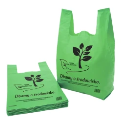 Torby foliowe LDPE z uchem 30×55 cm 45µ zielone - 50 sztuk
