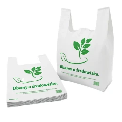 Torby foliowe LDPE z uchem 30×55 cm 35µ białe - 50 sztuk