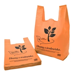 Torby foliowe LDPE z uchem 30×55 cm 45µ pomarańczowe - 50 sztuk