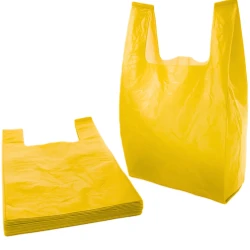 Torby foliowe HDPE z uchem 25x45 cm 14µ żółte - 100 sztuk