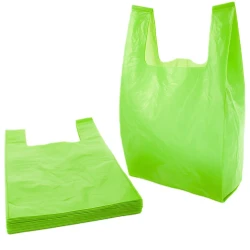 Torby foliowe HDPE z uchem 25x45 cm 14µ zielone - 100 sztuk