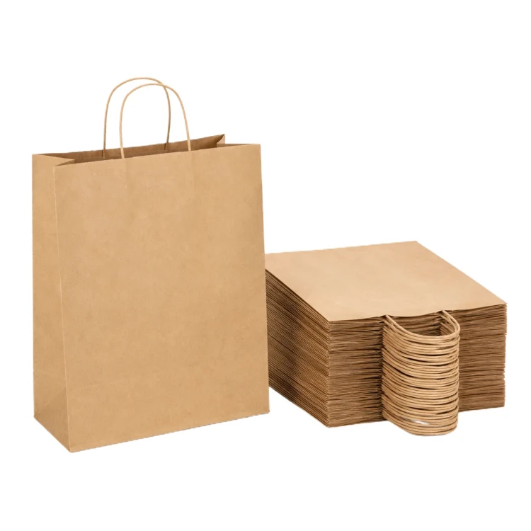 100 sztuk toreb papierowych brązowych z uchem skręcanym o wymiarach 32x16x38 cm.webp