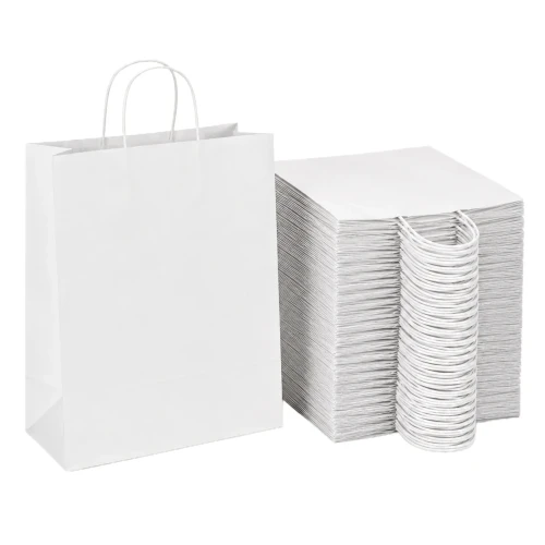 250 sztuk toreb papierowych białych z uchem skręcanym o wymiarach 32x16x38 cm.webp