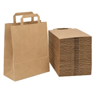 250 sztuk toreb szarych brązowych papierowych z uchwytem 22x11x28 cm.webp