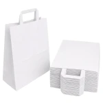 250 sztuk białych toreb papierowych z uchwytem 26x14x32 cm.webp