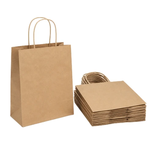 25 sztuk toreb papierowych brązowych z uchem skręcanym o wymiarach 18x8x21 cm.webp