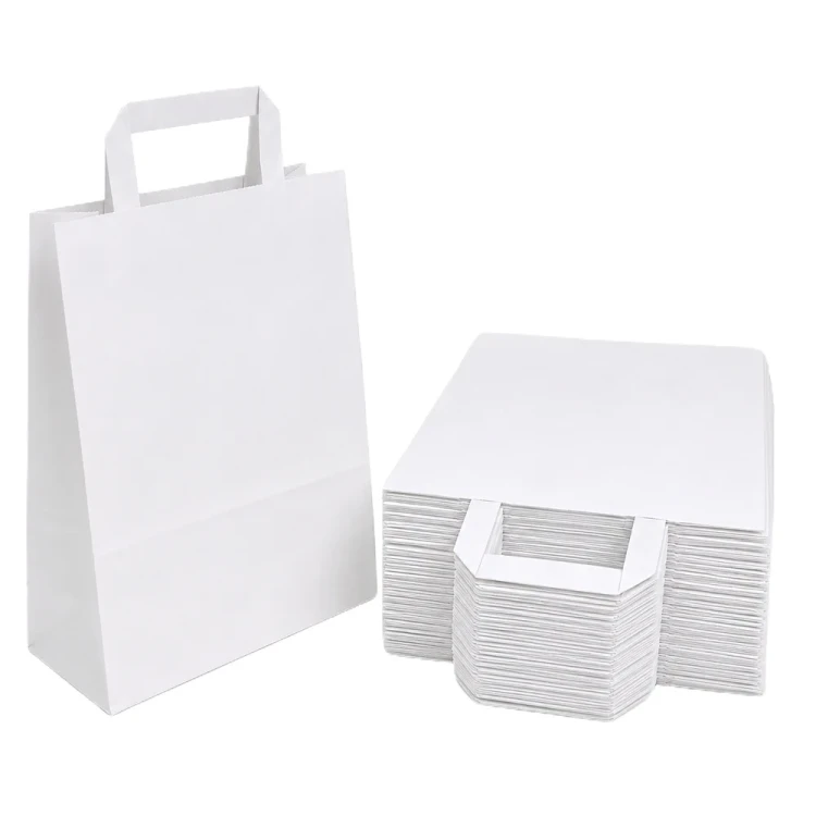 25 sztuk toreb papierowych białych z uchem płaskim o wymiarach 18x8,5x23 cm.webp