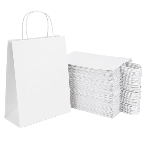 250 sztuk toreb papierowych białych z uchem skręcanym o wymiarach 24x10x32 cm.webp