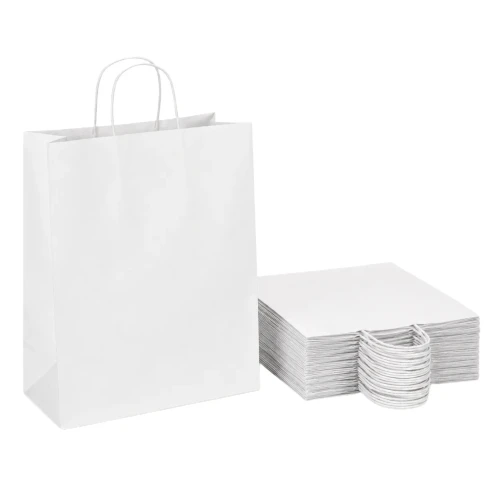 50 sztuk toreb papierowych białych z uchem skręcanym o wymiarach 32x16x38 cm.webp